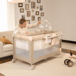 Kinderkraft LEODY UP сгъваема бебешка кошара с аксесоари 