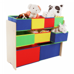 Детски дървен органайзер за съхранение на играчки и книжки COLORS