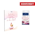 Faber-Castell Комплект Sweet Love - Маркер-четка Pitt Artist, 8 цвята и Gipta Sweet Love Тетрадка А4, бяла