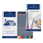 Faber-Castell Акварелни моливи Goldfaber Aqua, 12 цвята, в метална кутия