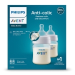 Комплект от 2 бр. шишета за хранене Anti-Colic 125 мл, с биберон със сила на потока 1, 0м+ Philips AVENT SCY100/2