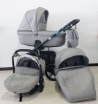 Adbor-Бебешка количка Piuma 3в1 цвят: светло сив лен