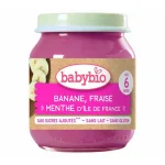 Babybio Био плодово пюре банан, ягода и мента 6м. 130г