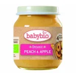 Babybio Био плодово пюре с праскови и ябълки 4м. 130г