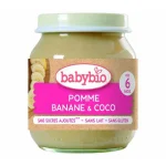 Babybio Био Плодово пюре с Ябълки, банан и кокосово мляко 6м. 130г