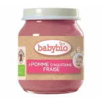 Babybio Био плодово пюре с Ябълка, Ягода и Боровинка 6м. 130г