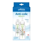 Бебешко шише Dr.Brown's Natural Flow Anti Colic Options+ Narrow, 2 бр., с дизайн