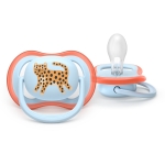 2 броя ортодонтски силиконови залъгалки Philips AVENT SCF087/02 Ultra Air, 0-6м, пастелни с картинки, в кутия за стерилизиране