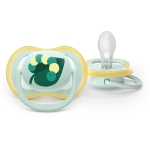 2 броя ортодонтски силиконови залъгалки Philips AVENT SCF087/02 Ultra Air, 0-6м, пастелни с картинки, в кутия за стерилизиране