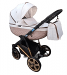 Adbor-бебешка количка 3в1 Avenue 3D eco:бяла кожа/роуз голд