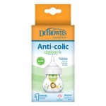 Стъклено бебешко шише Dr.Brown's Natural Flow Anti-Colic Options+ Wide Neck, за недоносени, 60 мл.
