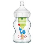 Стъклено бебешко шише Dr.Brown's Natural Flow Anti-Colic Options+ Wide Neck Elephant, 150 мл.