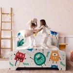 Детско дървено легло със защитна преграда MONSTER 70/140см
