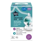 Самостерилизиращо се шише за хранене Tommee Tippee Advanced Anti-Colic+, 150 мл, 0м+, с иновативна система за намаляване на коликите