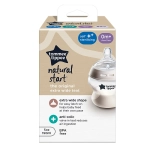 Бебешко шише за хранене Tommee Tippee Natural Start САМОСТЕРИЛИЗИРАЩО, 150 мл, с биберон с бавен поток 0м+ (1 капка)