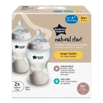 Комплект от 2 броя бебешки шишета за хранене Tommee Tippee Natural Start САМОСТЕРИЛИЗИРАЩО, 340 мл, с биберон със среден поток 3м+