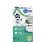 Самостерилизиращо се стъклено шише за хранене Natural Start с биберон с бавен поток (подходящ и за новородено), 150мл