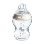 Бебешко шише за хранене Tommee Tippee Natural Start САМОСТЕРИЛИЗИРАЩО, с декорация ПАТЕ, 260 мл, с биберон с бавен поток 0м+ (1 капка)
