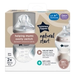 Комплект от 2 броя бебешки шишета за хранене Tommee Tippee Natural Start САМОСТЕРИЛИЗИРАЩО, 260 мл, с биберон с бавен поток 0м+ (1 капка)