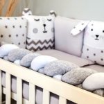 Комплект бебешко спално бельо Smiling animals white-grey