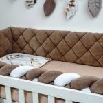 Комплект бебешко спално бельо Velour Mokko leaves