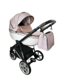 Adbor-бебешка количка 3в1 Avenue 3D eco: розова кожа/бял
