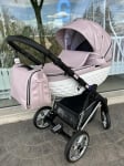 Adbor-бебешка количка 3в1 Avenue 3D eco: розова кожа/бял