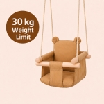 Детска Дървена Люлка Мече GINGER HOME – Мека Памучна Седалка, до 30 кг, 28×28×196 см