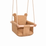 Детска Дървена Люлка Мече GINGER HOME – Мека Памучна Седалка, до 30 кг, 28×28×196 см