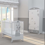 BAMBINO CASA Комплект 3ч. бебешко легло + скрин и гардероб с пуш механизми Fiori grigio