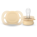 Комплект от 2 бр. ортодонтски силиконови залъгалки за новородени Philips AVENT SCF075/11 Ultra Start, в оранж и лилаво, в кутия за стерилизиране