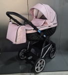 Adbor-бебешка количка 3в1 Avenue 3D eco: розова кожа/черен