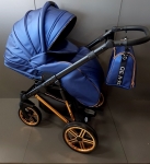 Adbor-бебешка количка 3в1 Avenue 3D eco: синя кожа/черен